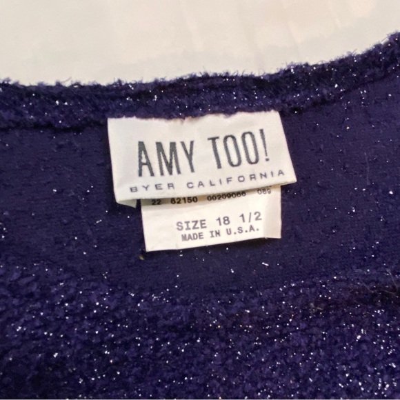 Amy Too! Vintage purple metallic knit short sleeve mini dress 18 1/2 - Picture 5 of 10